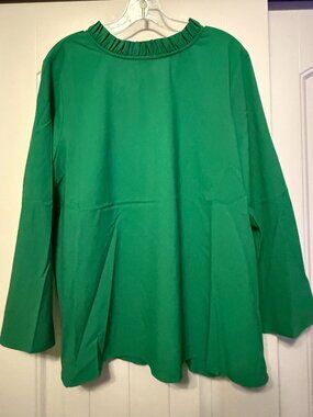 SugarLips Emerald Green Ruffle Tie Neck Blouse XL NWT